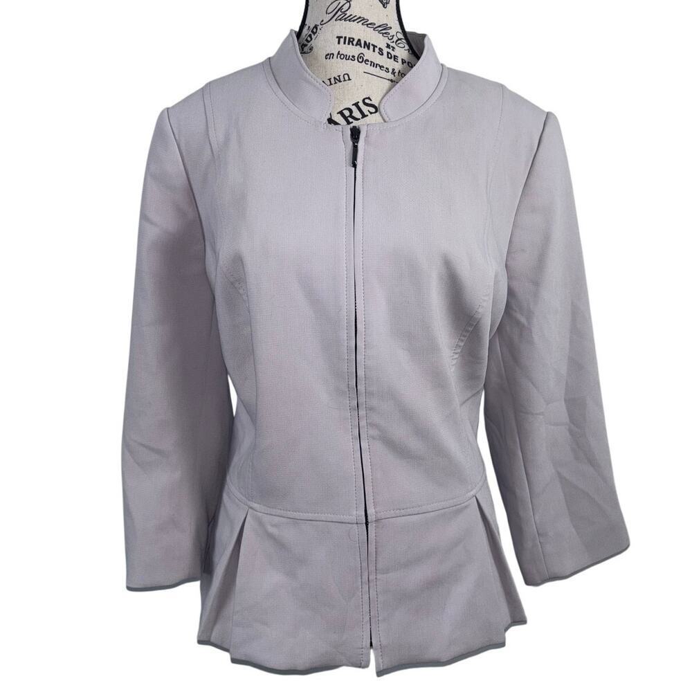 White House Black Market Lilac 3/4 Sleeve Zip Peplum Jacket